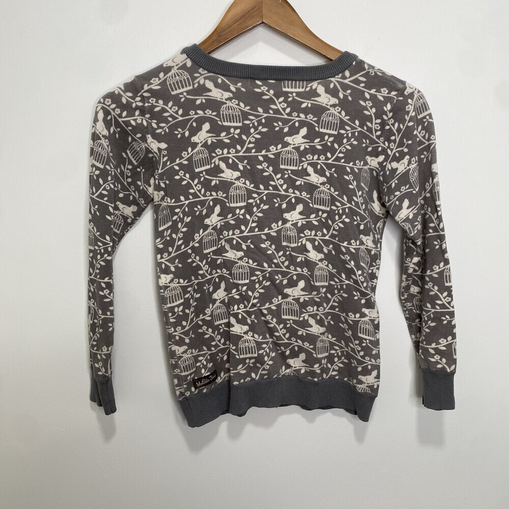 Matilda Jane 10 Secret Fields Winter Wonderland Bird Print Grey Cardigan Sweater - Picture 5 of 6